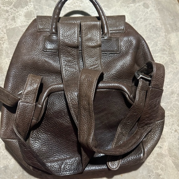 Vintage 90s Eddie Bauer brown pebbled leather medium backpack - Picture 5 of 6